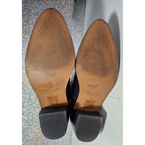 Madewell The Carina Boot in Leather Black Pointed Toe Block Heel NN014 Women's 5 - Picture 5 of 7
